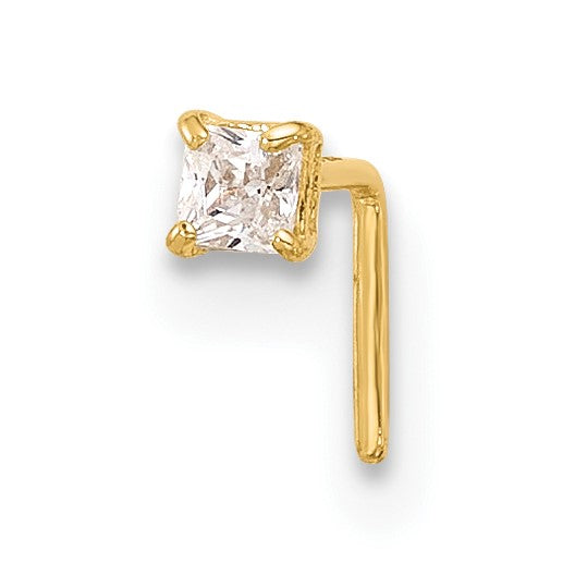 14K Gelbgold 22 Stärke 2.5mm Quadratisch Zirkonia Nasen Ohrstecker