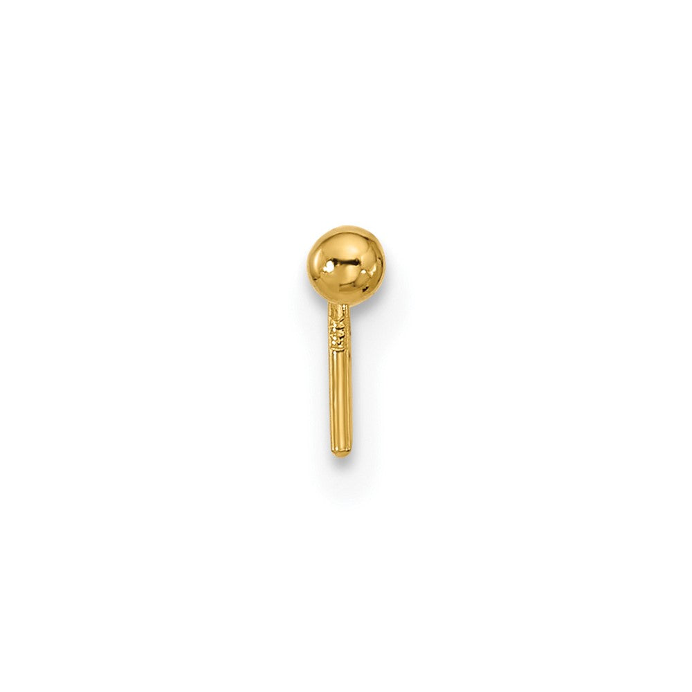 14K Gelbgold 22 Stärke Poliert 2mm Kugel Nasen Ohrstecker