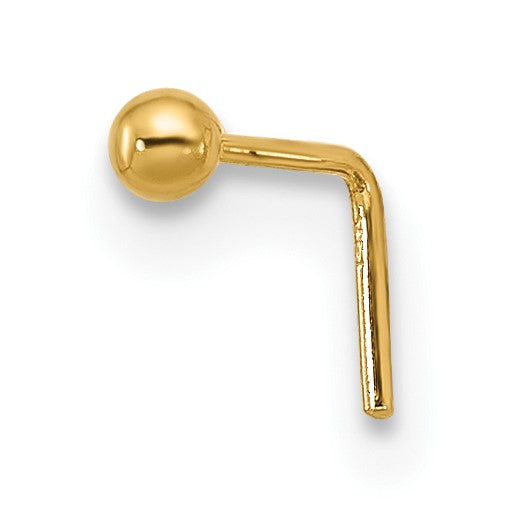 14K Gelbgold 22 Stärke Poliert 2mm Kugel Nasen Ohrstecker