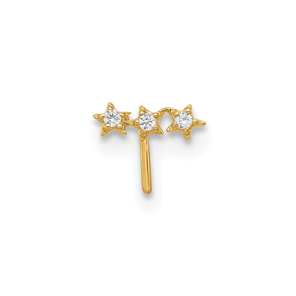 14K Gelbgold 22 Stärke Zirkonia 3-star Nasen Ohrstecker