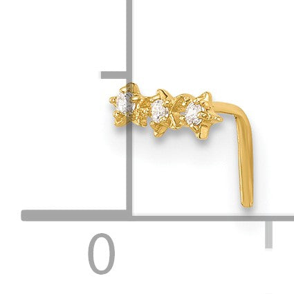 14K Gelbgold 22 Stärke Zirkonia 3-star Nasen Ohrstecker
