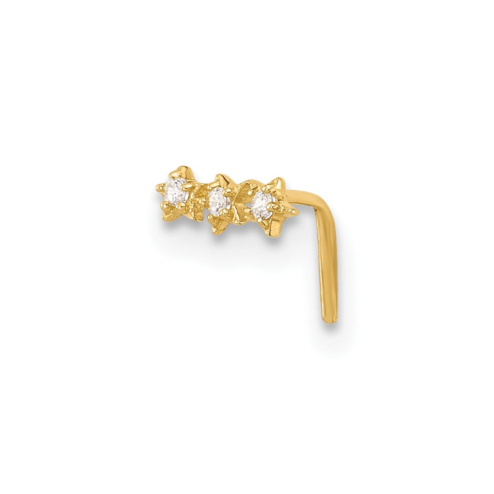 14K Gelbgold 22 Stärke Zirkonia 3-star Nasen Ohrstecker