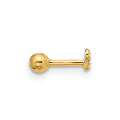 14K Gelbgold 18 Stärke Zirkonia Herz Labret/face Schmuck