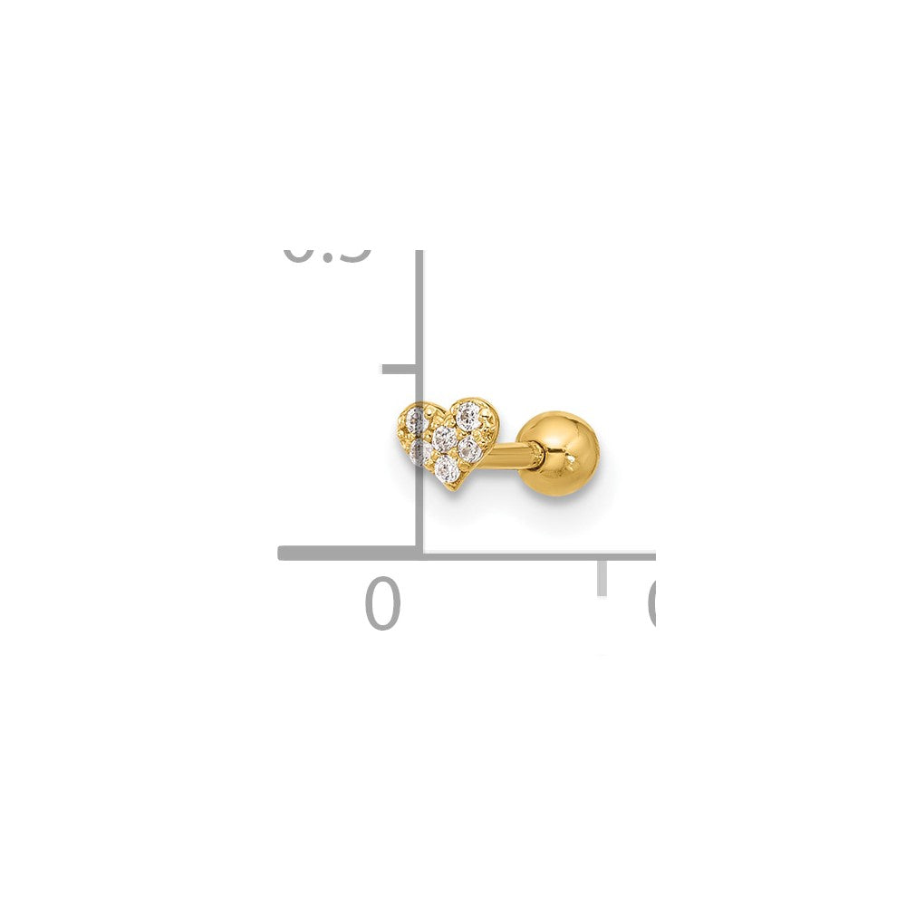 14K Gelbgold 18 Stärke Zirkonia Herz Labret/face Schmuck