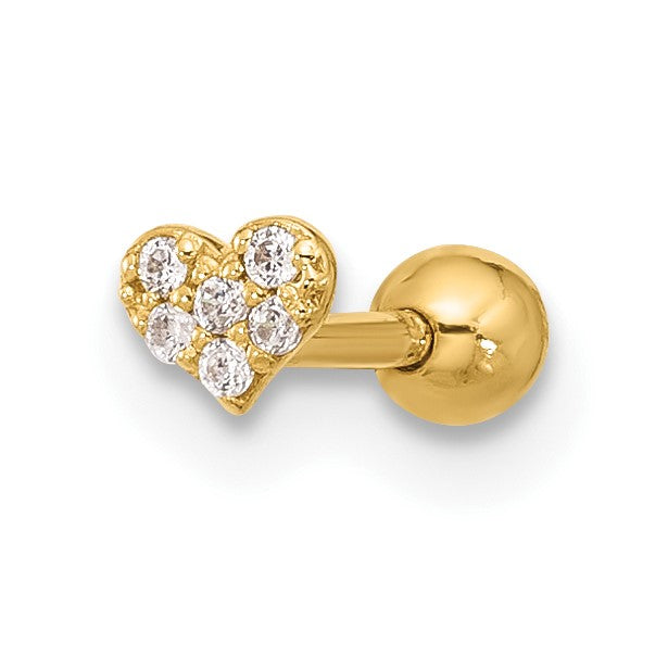 14K Gelbgold 18 Stärke Zirkonia Herz Labret/face Schmuck