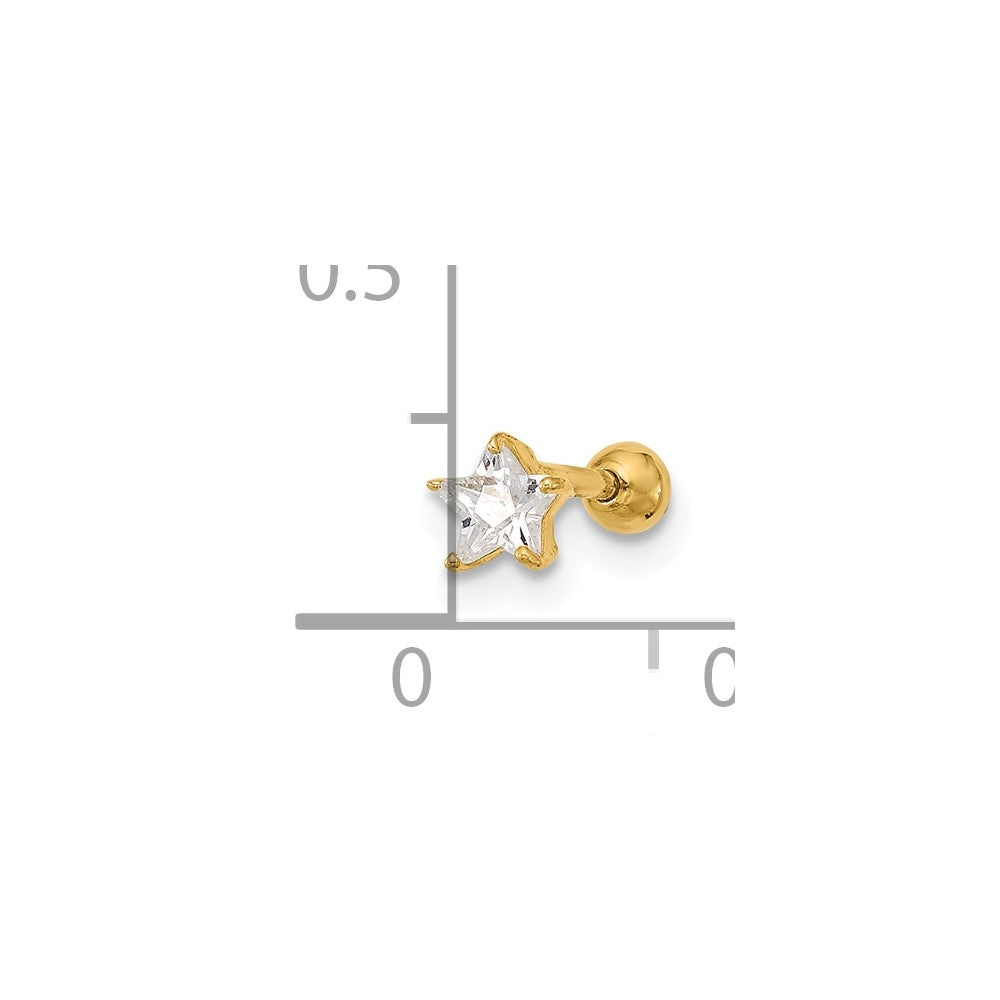 14K Gelbgold 18 Stärke Zirkonia Stern Labret/face Schmuck