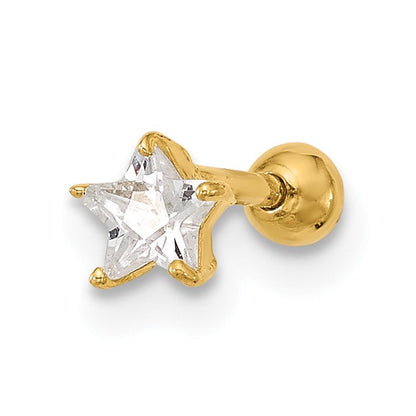 14K Gelbgold 18 Stärke Zirkonia Stern Labret/face Schmuck