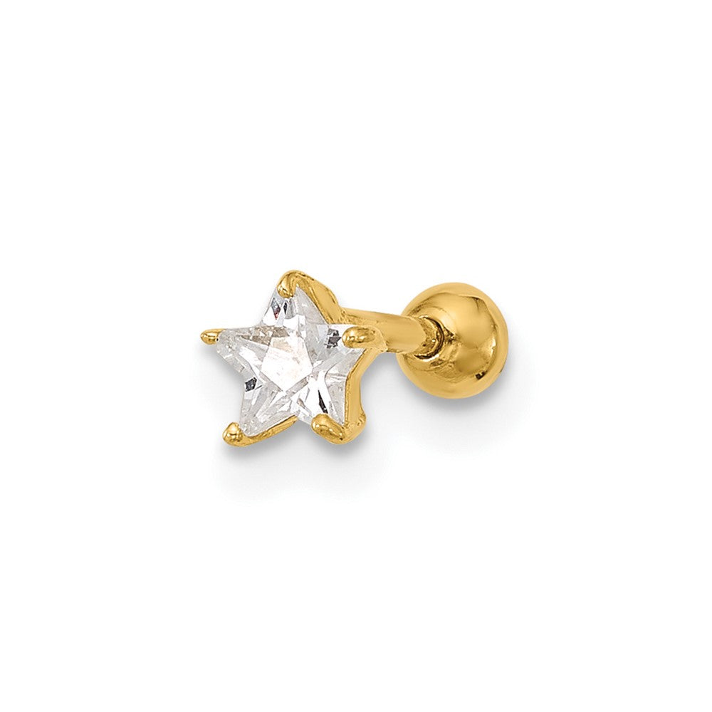 14K Gelbgold 18 Stärke Zirkonia Stern Labret/face Schmuck