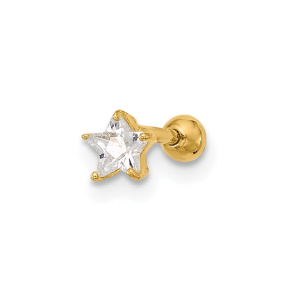 14K Gelbgold 18 Stärke Zirkonia Stern Labret/face Schmuck