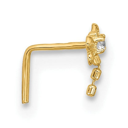 14K Gelbgold 22 Stärke Zirkonia Schmetterling Nasen Ohrstecker