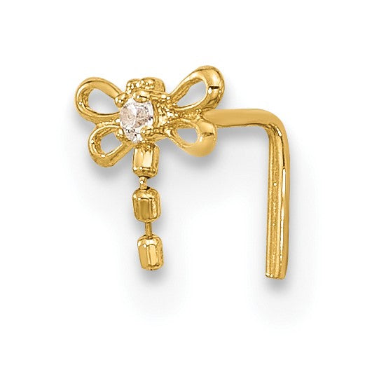 14K Gelbgold 22 Stärke Zirkonia Schmetterling Nasen Ohrstecker