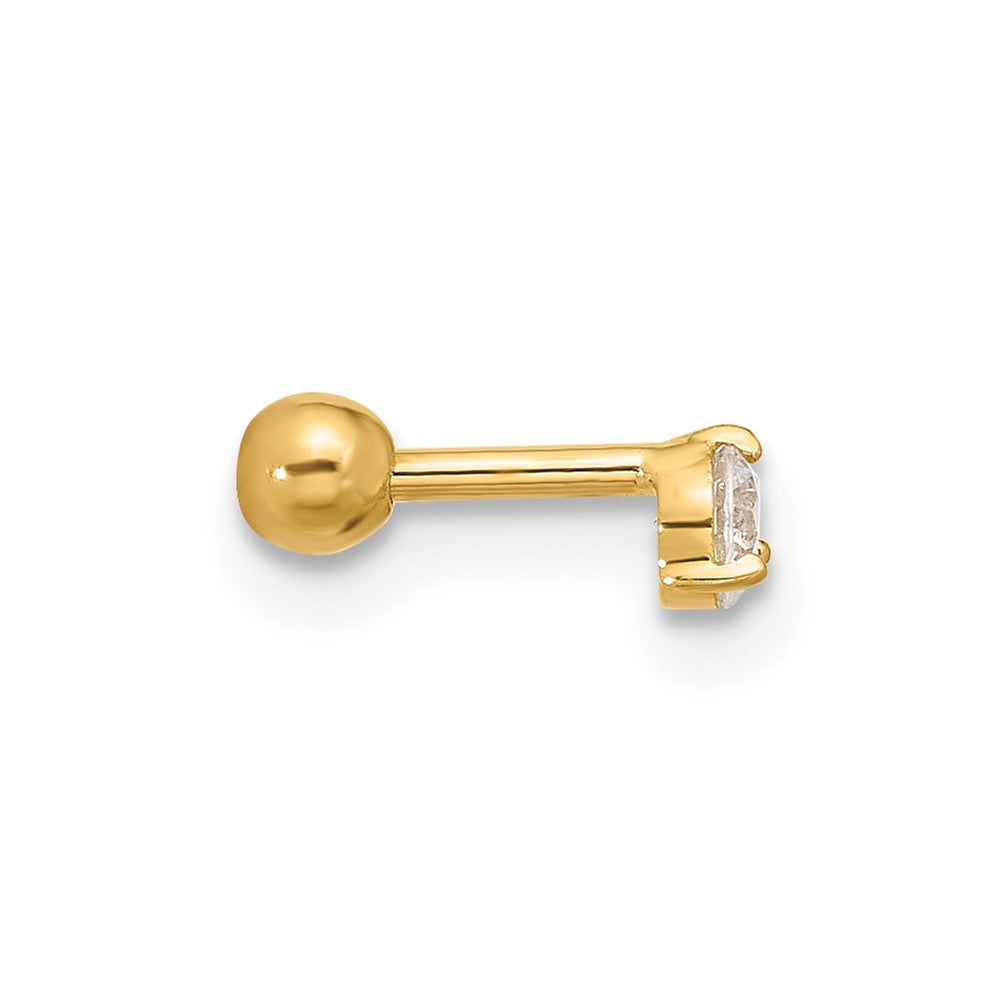 14K Gelbgold 18 Stärke 3mm Zirkonia Labret/face Schmuck