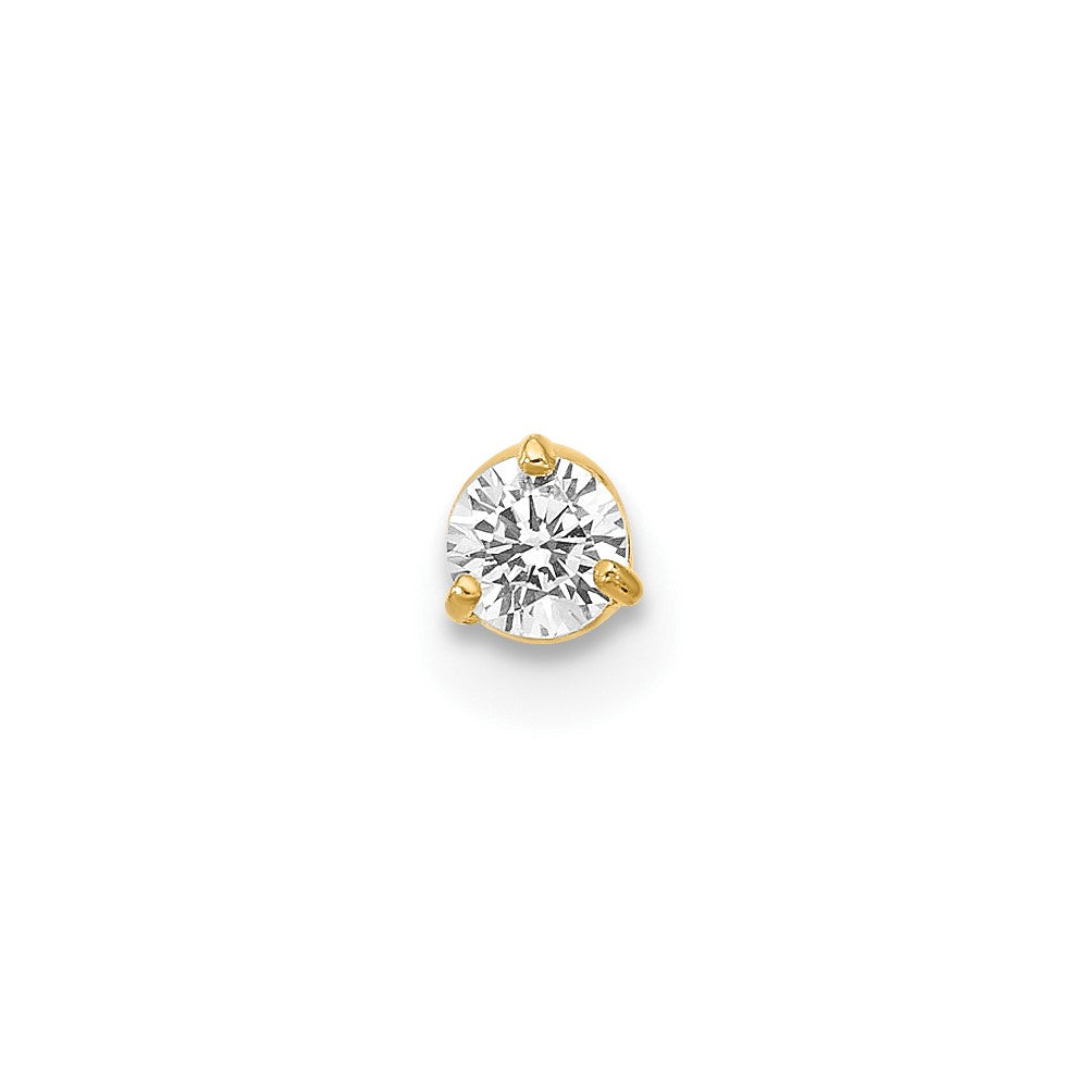 14K Gelbgold 18 Stärke 3mm Zirkonia Labret/face Schmuck