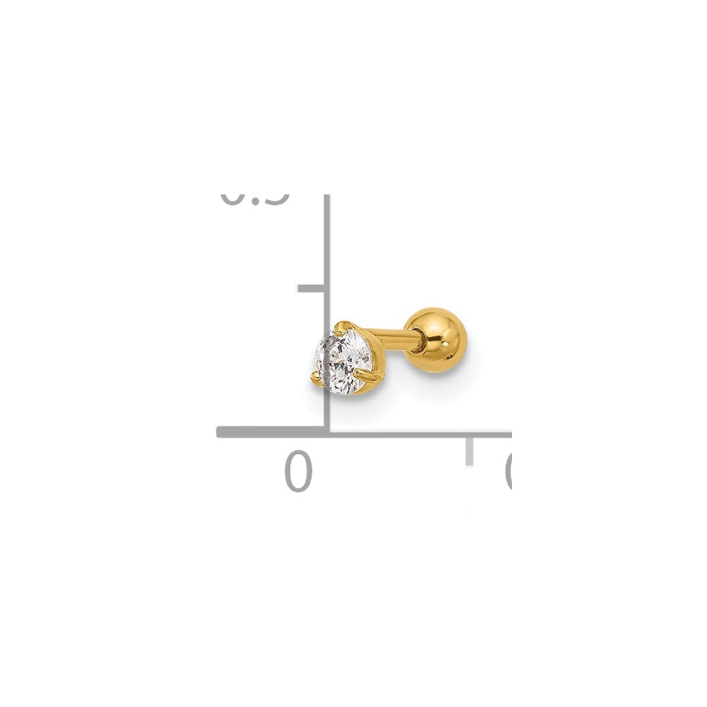 14K Gelbgold 18 Stärke 3mm Zirkonia Labret/face Schmuck