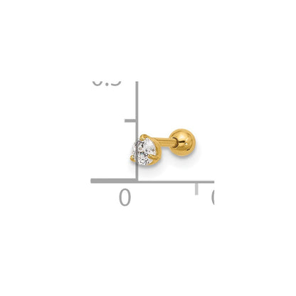 14K Gelbgold 18 Stärke 3mm Zirkonia Labret/face Schmuck