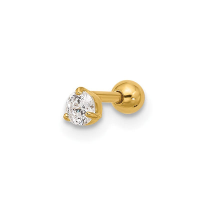 14K Gelbgold 18 Stärke 3mm Zirkonia Labret/face Schmuck