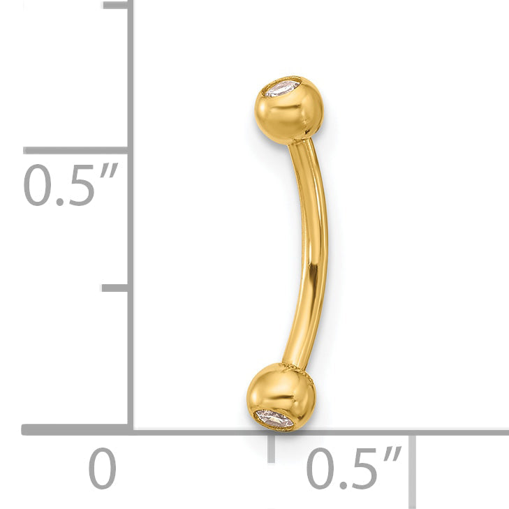 14K Gelbgold 16 Stärke Zirkonia Eyebrow Schmuck