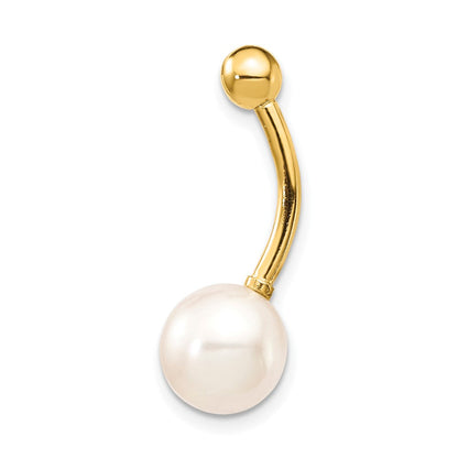 14K Gelbgold Bauchnabelring, 14 Gauge, 8 mm, mit Süßwasser-Zuchtperle