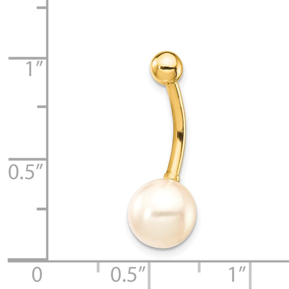 14K Gelbgold Bauchnabelring, 14 Gauge, 8 mm, mit Süßwasser-Zuchtperle