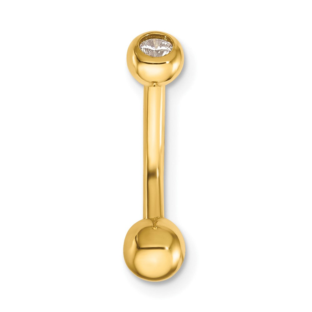 14K Gelbgold 14 Stärke Poliert Zirkonia Belly Ring