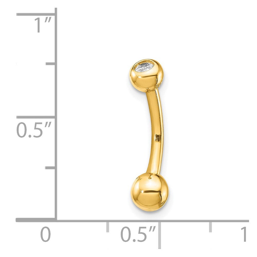 14K Gelbgold 14 Stärke Poliert Zirkonia Belly Ring