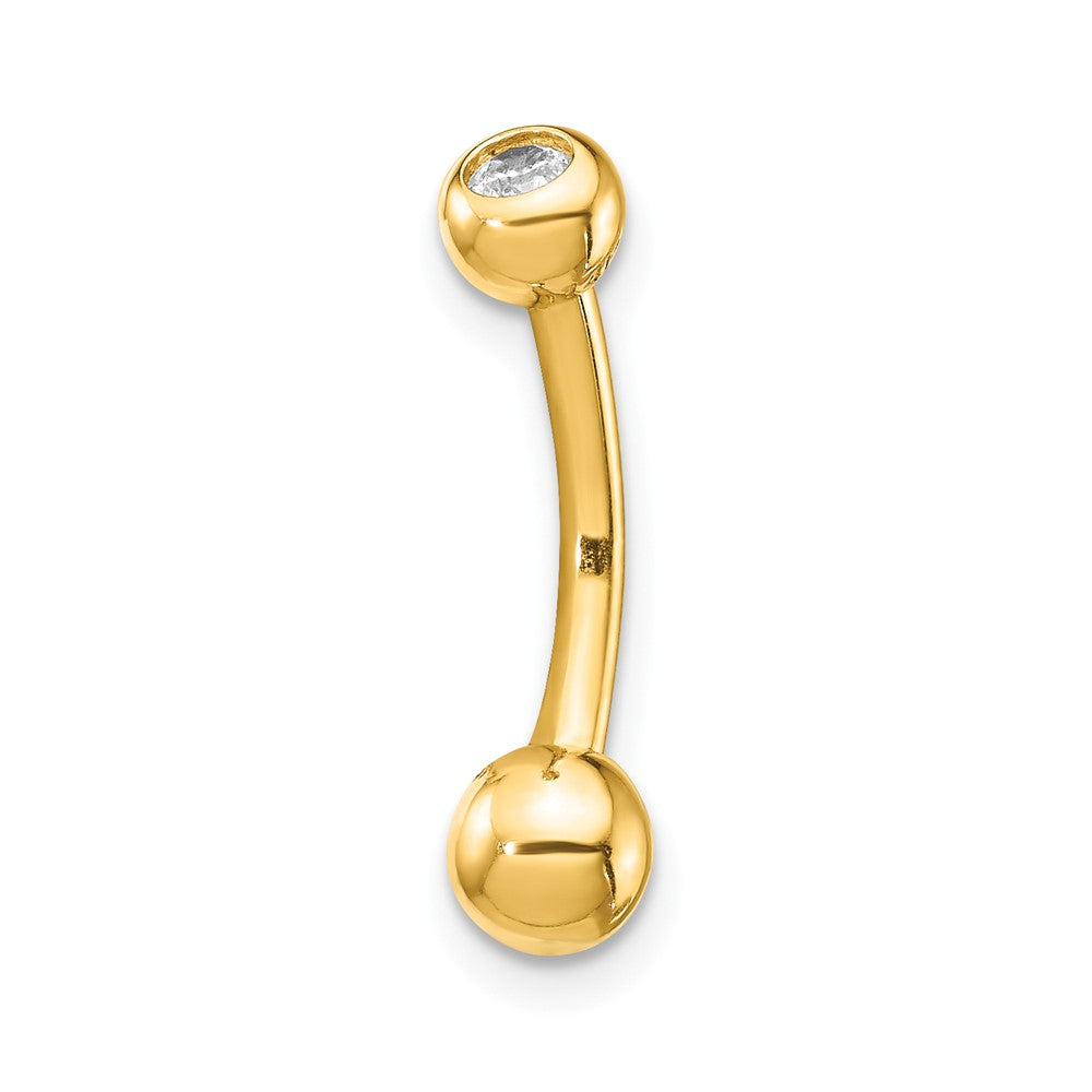 14K Gelbgold 14 Stärke Poliert Zirkonia Belly Ring