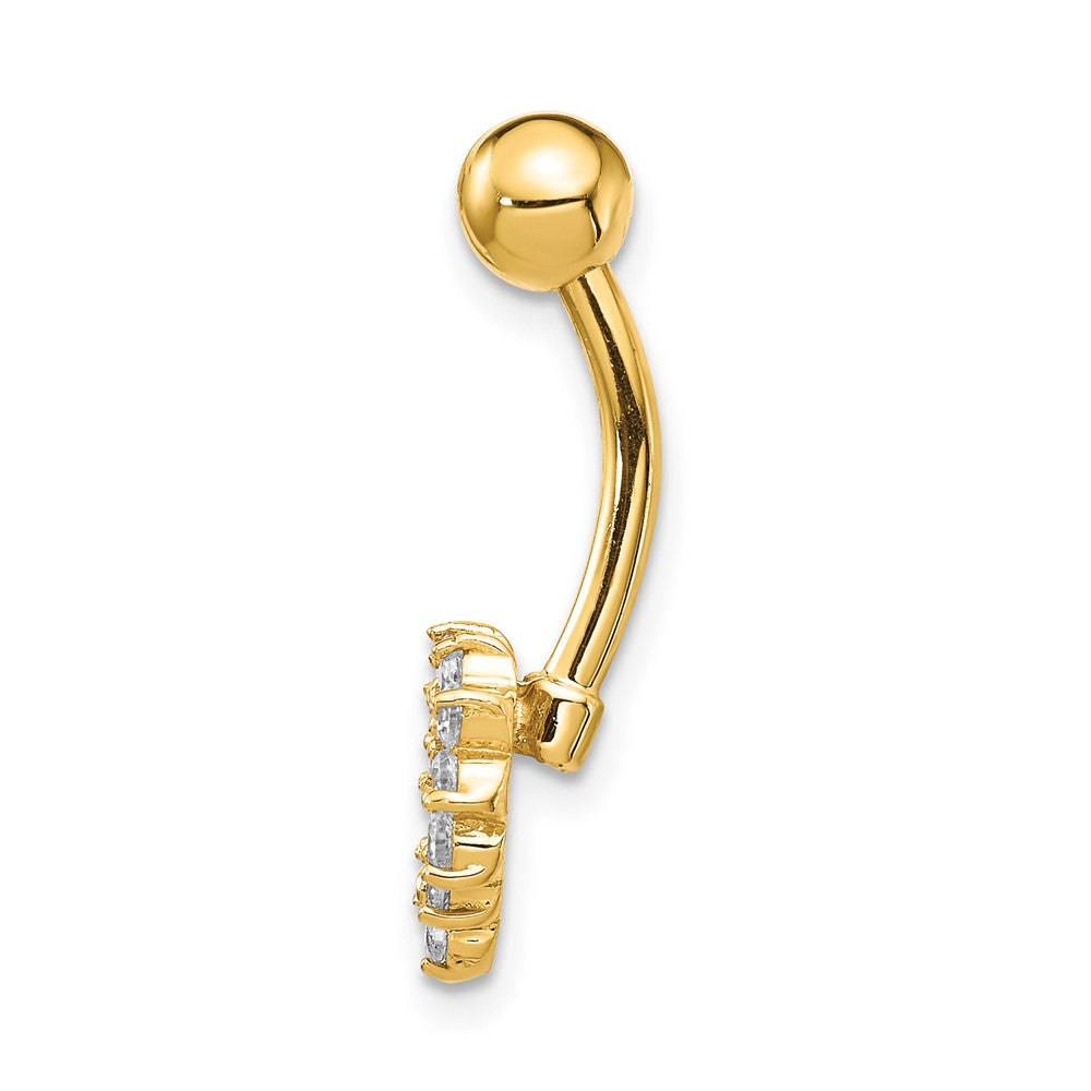 14K Gelbgold 14 Stärke Zirkonia Herz Belly Ring