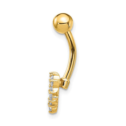 14K Gelbgold 14 Stärke Zirkonia Herz Belly Ring