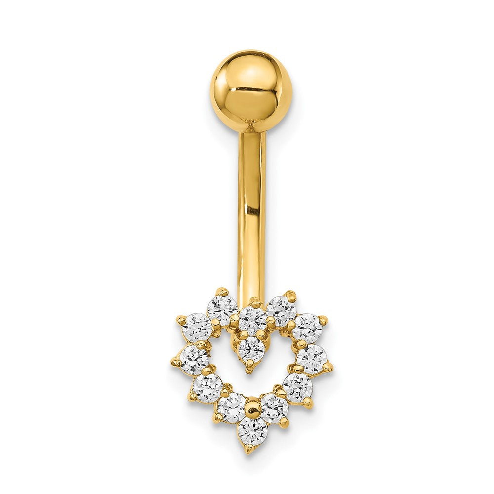 14K Gelbgold 14 Stärke Zirkonia Herz Belly Ring