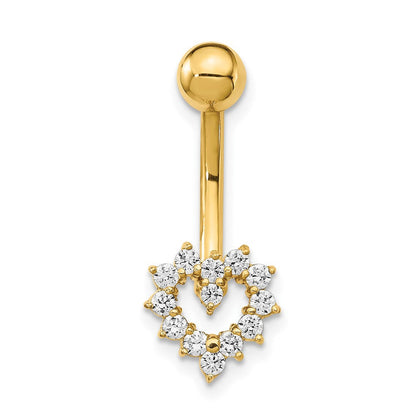 14K Gelbgold 14 Stärke Zirkonia Herz Belly Ring