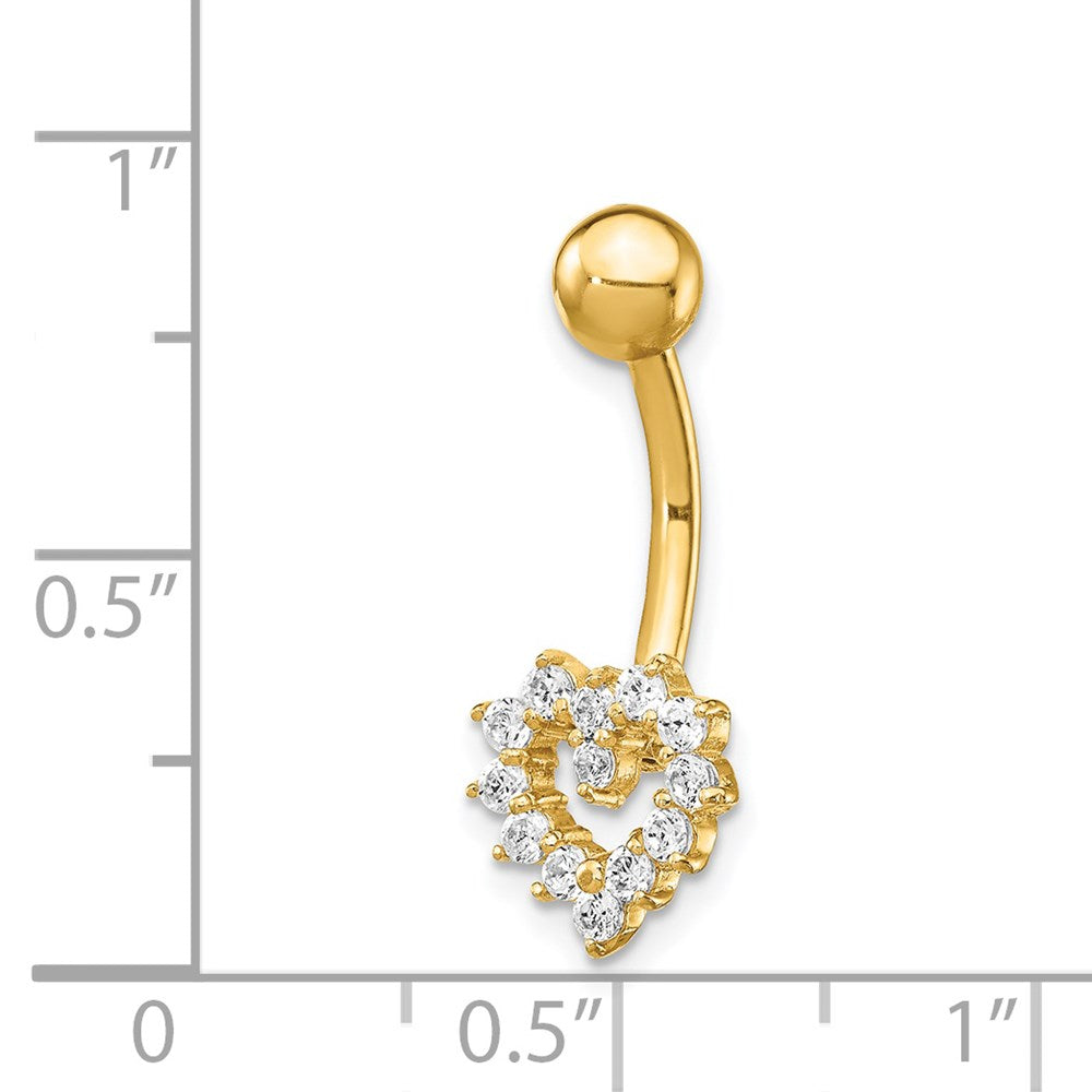 14K Gelbgold 14 Stärke Zirkonia Herz Belly Ring