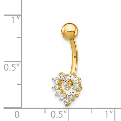 14K Gelbgold 14 Stärke Zirkonia Herz Belly Ring