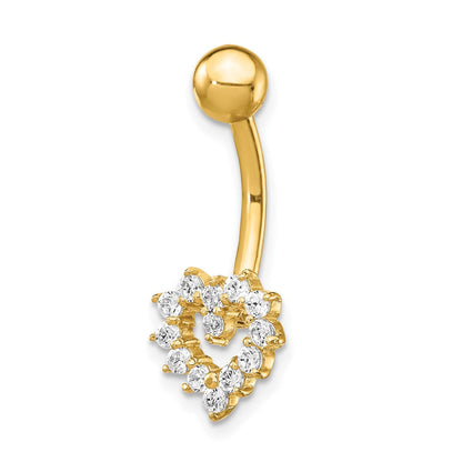 14K Gelbgold 14 Stärke Zirkonia Herz Belly Ring