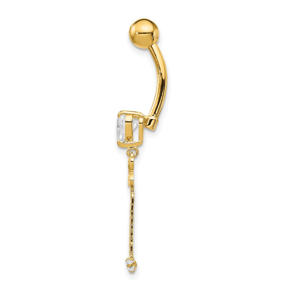 14K Gelbgold Zirkonia Schmetterling Kette Hängend Belly Ring