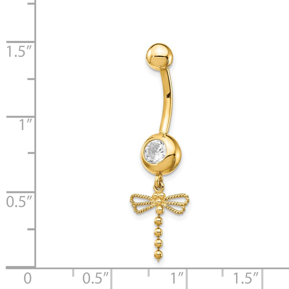 14K Gelbgold Zirkonia Libelle Hängend Belly Ring