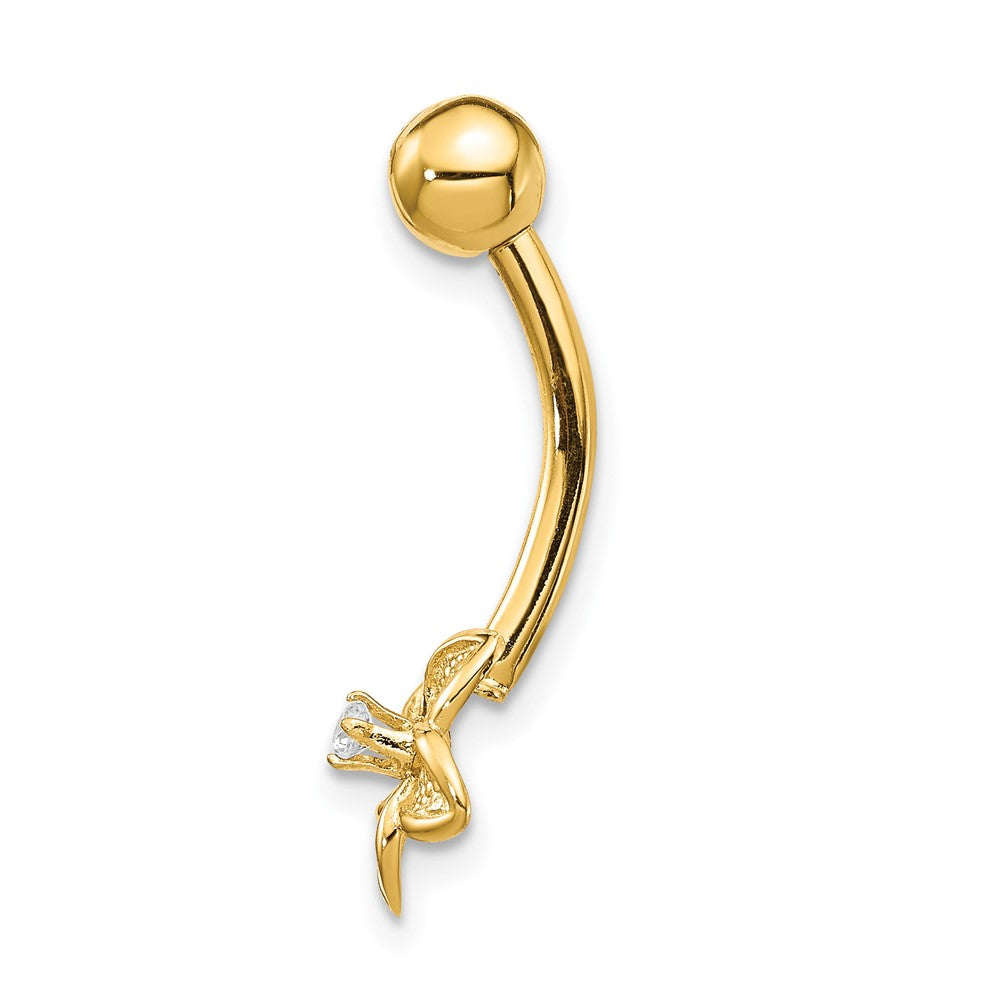14K Gelbgold 14 Stärke Zirkonia Blume Belly Ring