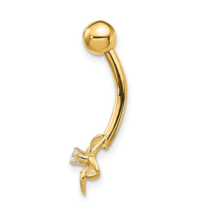 14K Gelbgold 14 Stärke Zirkonia Blume Belly Ring