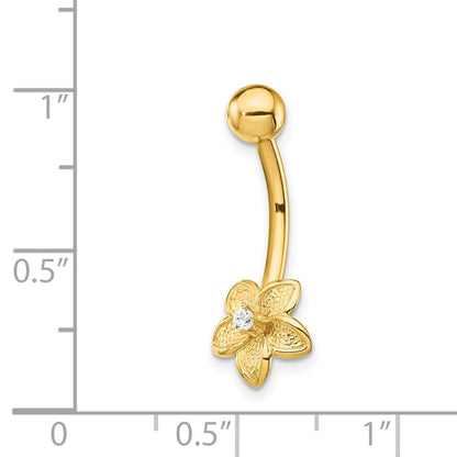 14K Gelbgold 14 Stärke Zirkonia Blume Belly Ring