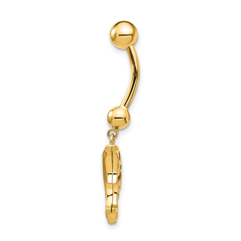 14K Gelbgold Bauchnabelring mit Delfin-Anhänger, 14 Gauge