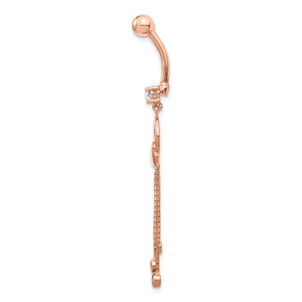 14K Roségold 14 Stärke Zirkonia Herz 3-chain Hängend Belly Ring