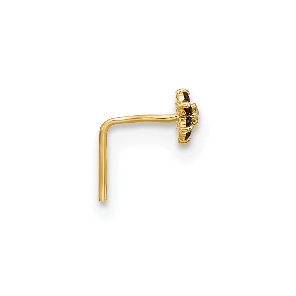 14K Gelbgold 23 Stärke Schwarz & Weiß Zirkonia Blume Nasen Stecker