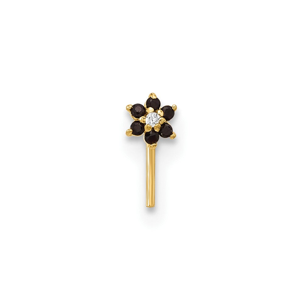 14K Gelbgold 23 Stärke Schwarz & Weiß Zirkonia Blume Nasen Stecker