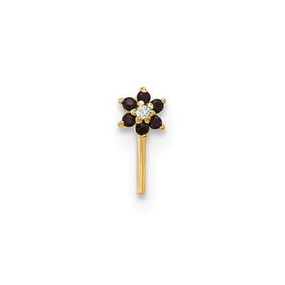 14K Gelbgold 23 Stärke Schwarz & Weiß Zirkonia Blume Nasen Stecker