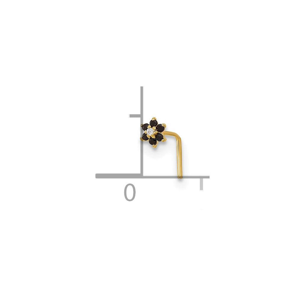 14K Gelbgold 23 Stärke Schwarz & Weiß Zirkonia Blume Nasen Stecker