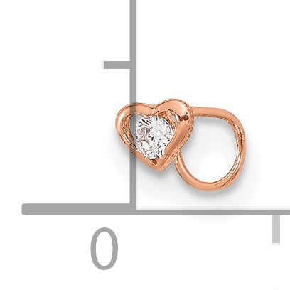 14K Roségold 23 Stärke Zirkonia Herz Nasen Stecker
