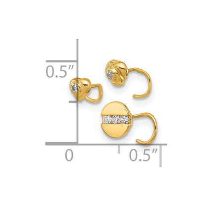 14K Gelbgold 22 Stärke Zirkonia Herz, Blume, und Kreis Nasen Stecker Set