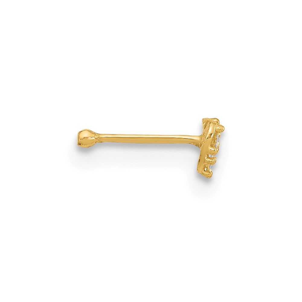 14K Gelbgold 23 Stärke Zirkonia Herz Nasen Stecker