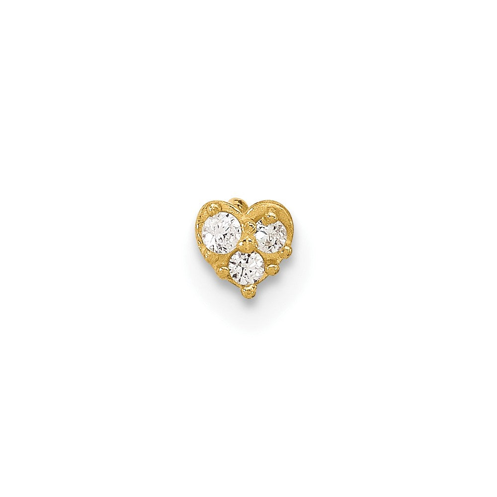 14K Gelbgold 23 Stärke Zirkonia Herz Nasen Stecker