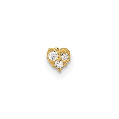 14K Gelbgold 23 Stärke Zirkonia Herz Nasen Stecker