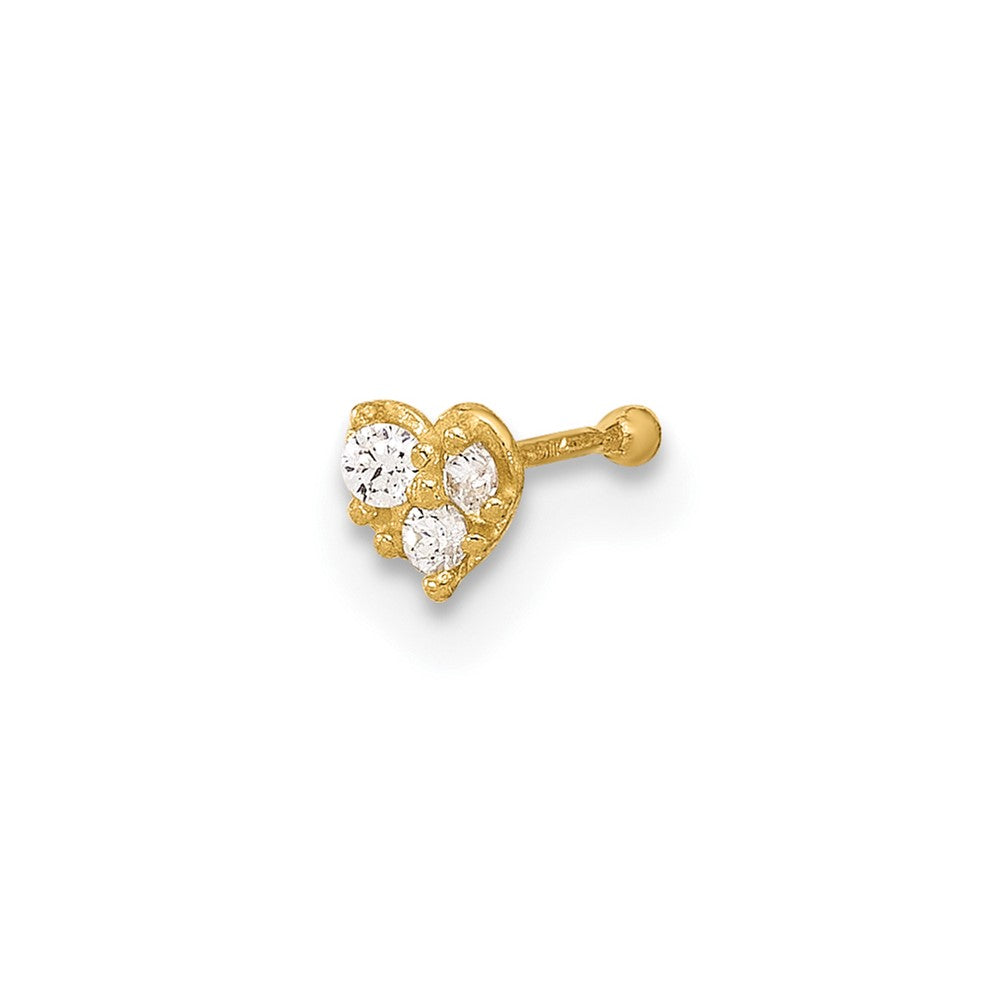 14K Gelbgold 23 Stärke Zirkonia Herz Nasen Stecker